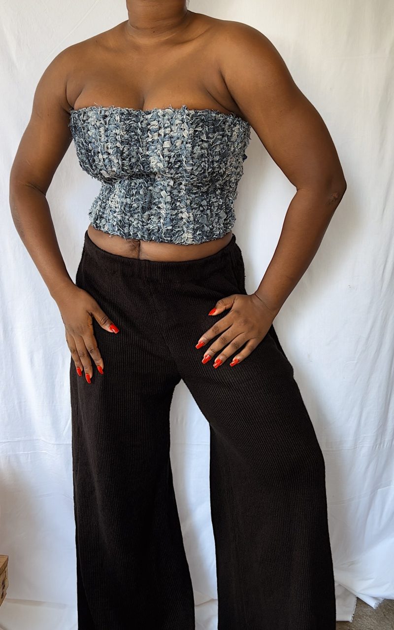 crochet denim top