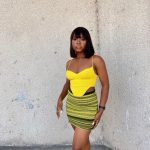 Sekodun yellow stripe crochet 2-piece set