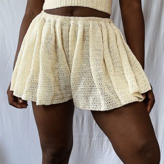 Crochet gathered shorts