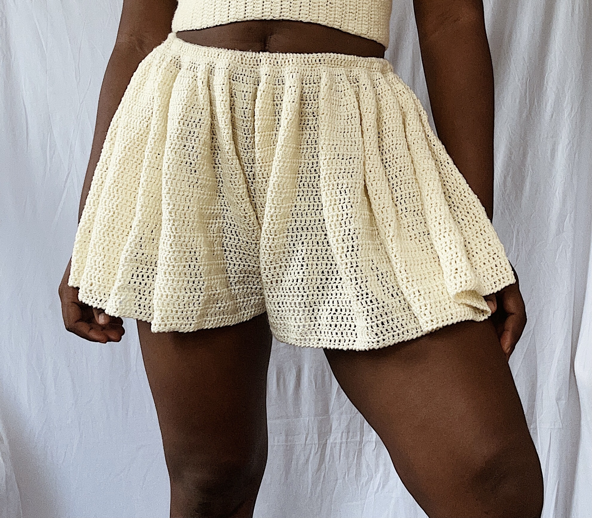 Thato shorts Crochet gathered shorts